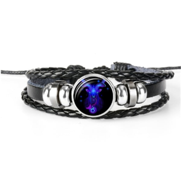 Bracelet tressé avec constellation du zodiaque pour hommes, femmes et enfants