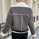 Women's Casual Fashion Polo Collar Plush Jacket Coat