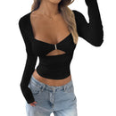 Hot Girl Long Sleeve Design Vest T-shirt Women's Clothing
