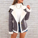 Lapel Plush Jacket, Winter Warm Casual Outwear, Women's Clothing