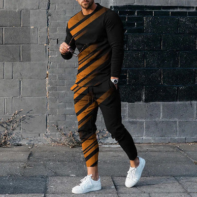 Rundhals Langarm T-Shirt Hose Anzug Herren