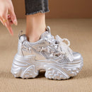 Mesh Surface Breathable Casual Versatile Thick Bottom Height Increasing Shoes