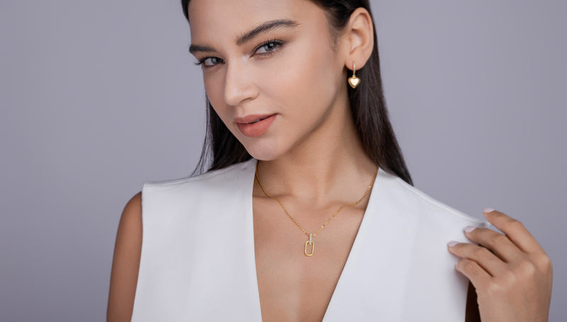 Light And Shadow Geometry - A Fashionable And Trendy Diamond Jewelry Necklace Pendant Set With Moissanite S925 Sterling Silver And Gold Plating