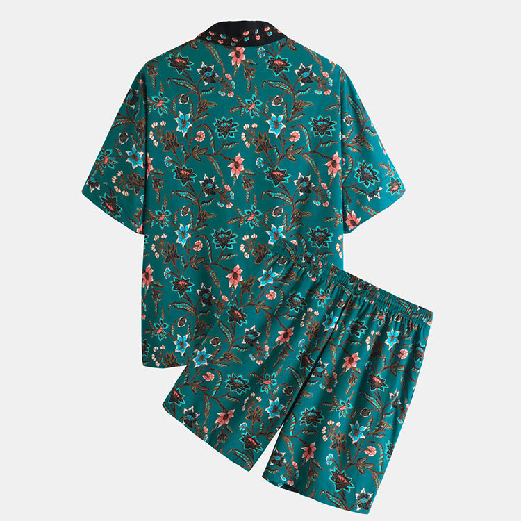 Lässiges Kurzarm-Hemd-Hosen-Set im Strandstil für Herren