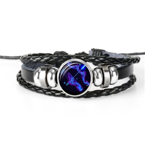 Bracelet tressé avec constellation du zodiaque pour hommes, femmes et enfants