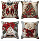 Christmas Pillowcase Set With Christmas Tree, Reindeer, And Snowflake Elements Sofa Cushion Cover