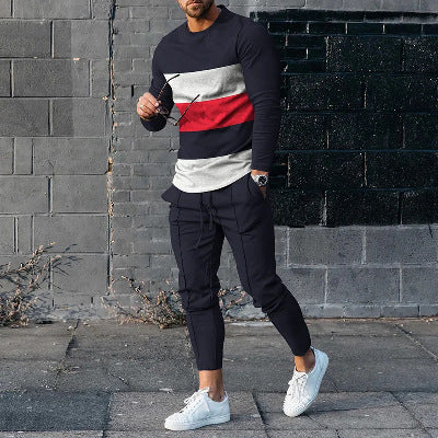 Rundhals Langarm T-Shirt Hose Anzug Herren
