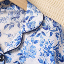 Printed Cardigan Lapel Children's Short-sleeved Satin Homewear Suit