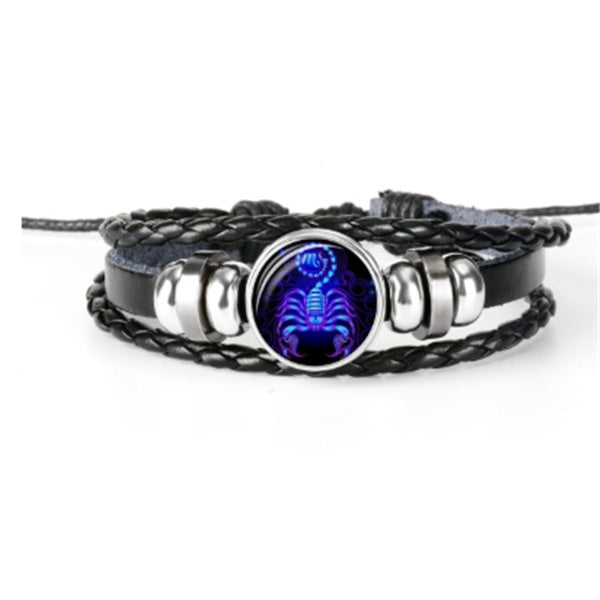 Bracelet tressé avec constellation du zodiaque pour hommes, femmes et enfants