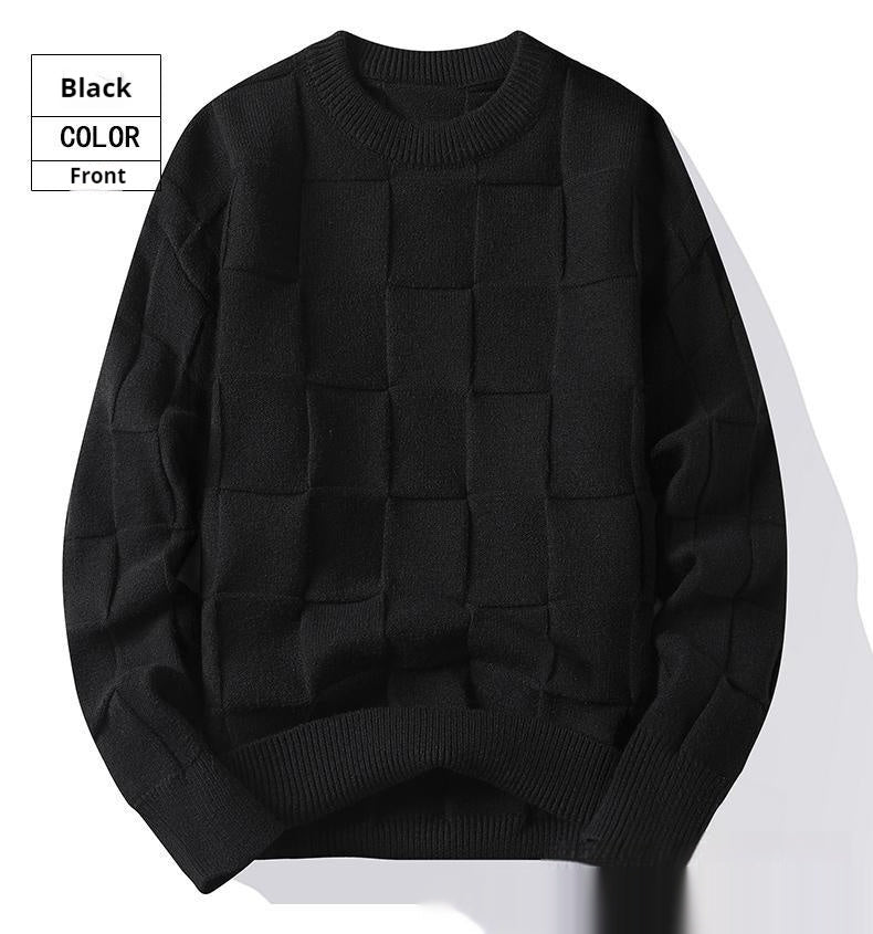 Frühling und Herbst Dreidimensionaler Runder Pullover Herren