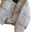 Knitted Stand Collar Short Cotton Coat Jacket