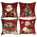 Christmas Pillowcase Set With Christmas Tree, Reindeer, And Snowflake Elements Sofa Cushion Cover