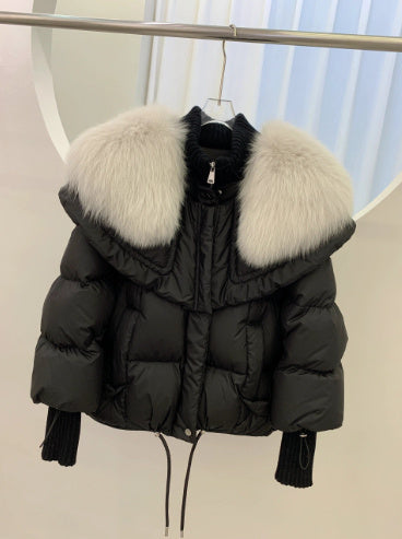 High-end Fox Fur Collar White Duck Down Short Down Jacket Female Light Luxury Loose And Warm Puffer Jacket Coat