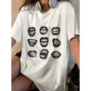 European And American Retro Printed Foreign Trade T-shirt Cute Solid Color