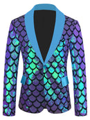 Men's Velvet Colorful Turning Piece Scale Sequined Costume