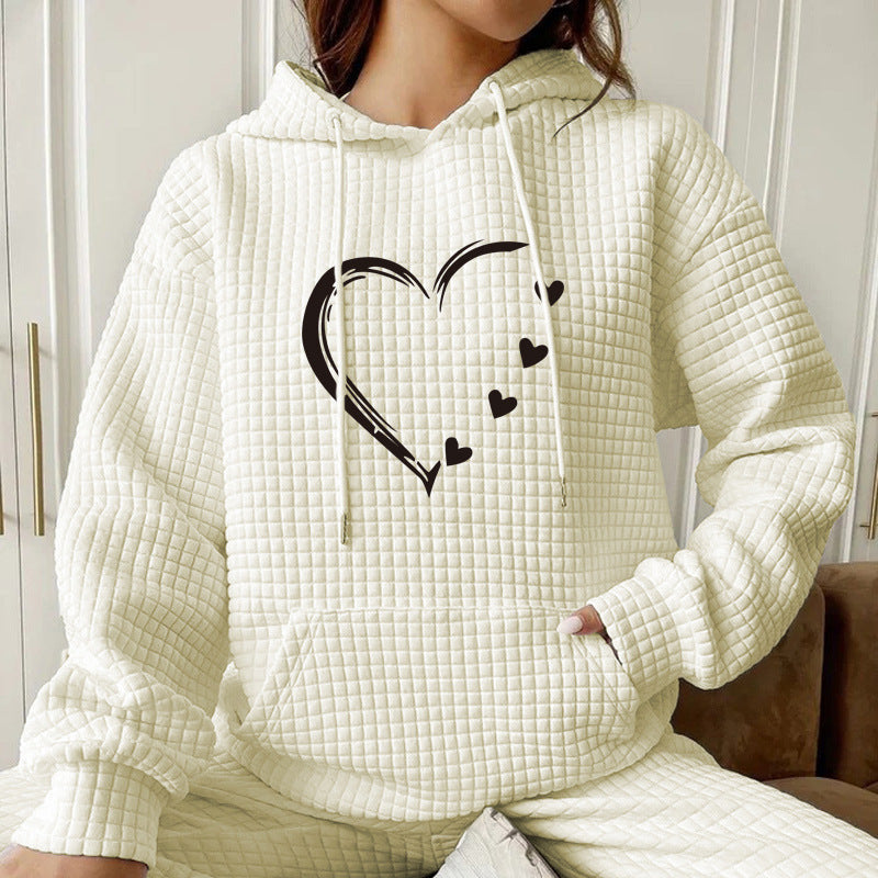 Autumn And Winter Women's New Hooded Long Sleeve Heart-shaped Sweater