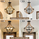 Solid Wood Modern Chandelier For Dining Room, Living Room, Kitchen, Island, Bedroom, Foyer, Height Adjustable, Brown Unavailable Platforms- Welfel