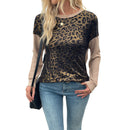 Long Sleeve Round Neck Leopard Print Sweater Top Women