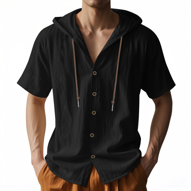 Chemise ample à capuche et manches courtes pour homme