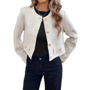 Milky White O-neck Short Slimming Elegant Lady Wool Coat