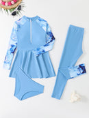 Children's Split Long-sleeved Long Trousers Three-piece Swimsuit