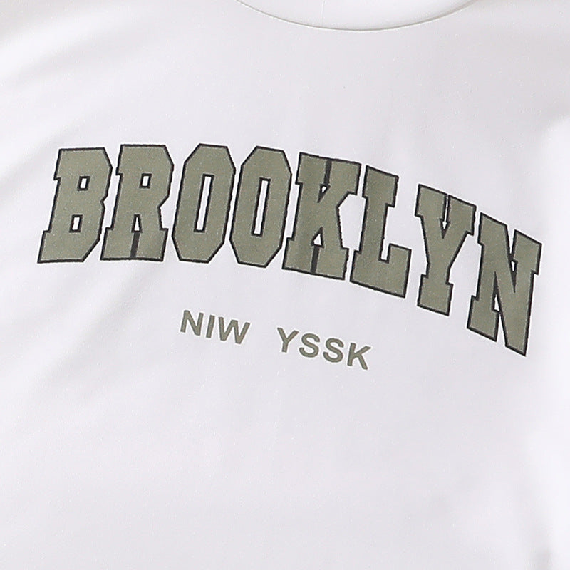 Girl All-match Letter Long Sleeve Sweater Wide Leg Pleated Overalls