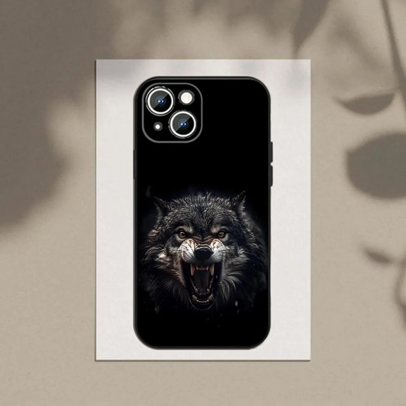 Coque souple pour téléphone avec loup aux yeux dominateurs