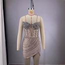 High Quality Fashion Off-the-shoulder Diamond Trim Slim Chain Tight Mini Dress Women