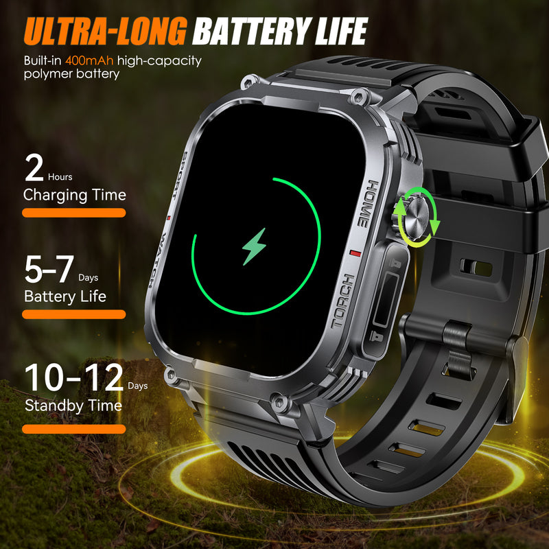 INEYES S320B Sport Modes Smart Watch For Men With LED Flashlight, Women's Smartwatch With Wireless Call, Men's Smartwatches With 2.02-Inch HD Screen