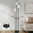 Floor Lamp With Shelf, Floor Lamp For Modern Living Room, 3 Light Standing Lamp With Linen Shade And Foot Switch