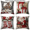 Christmas Pillowcase Set With Christmas Tree, Reindeer, And Snowflake Elements Sofa Cushion Cover