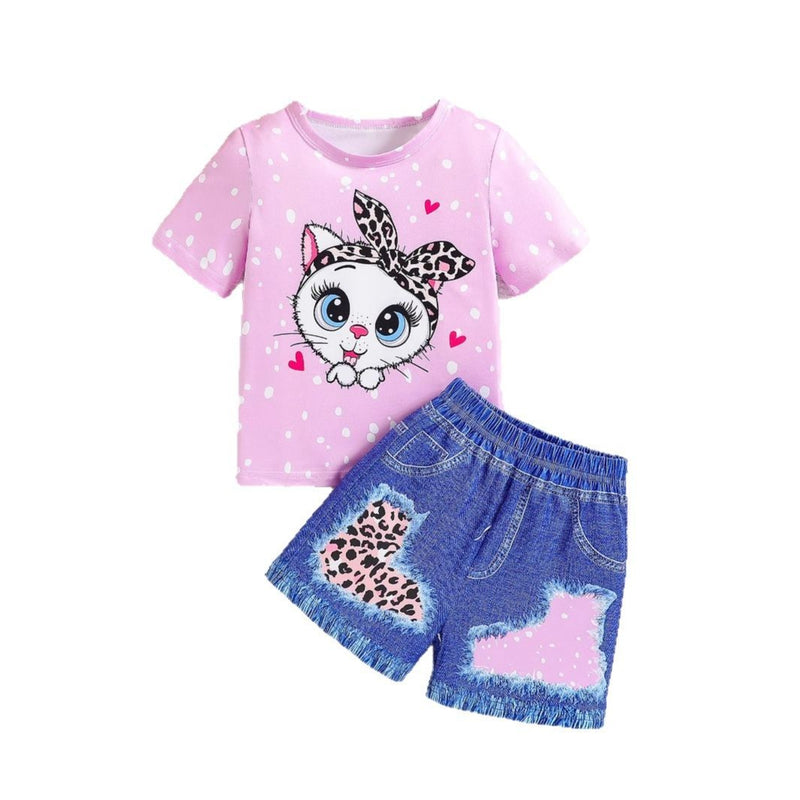 Cartoon Leopard Print Printed Two-piece Suit