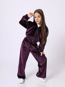 Girls' Sports Cap Velvet Casual Sweatshirt Two-piece Set