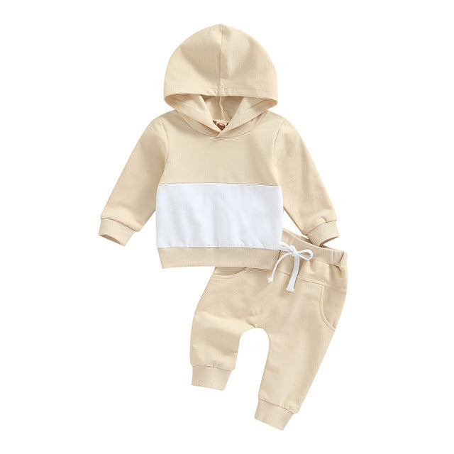 Boys Patchwork Hoodie Suit Fashion Casual