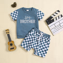 Children's Letter Printed T-shirt Plaid