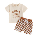 Children's Casual Letter Printed Short Sleeved Set