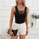 Women's Summer Solid Color Chest Cross Strap Casual Vest