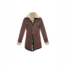 Faux Suede Zipper Composite Fur Integrated Turn-down Collar Coat