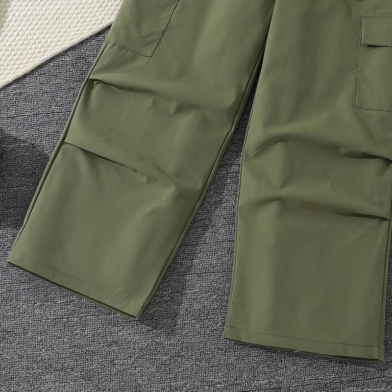 Girl All-match Letter Long Sleeve Sweater Wide Leg Pleated Overalls