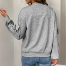 Casual Cool Bow Stitching Gray Women's Round-neck Sweater