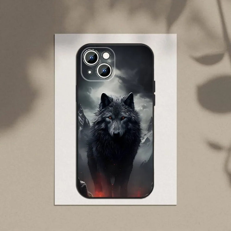 Coque souple pour téléphone avec loup aux yeux dominateurs