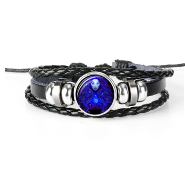 Bracelet tressé avec constellation du zodiaque pour hommes, femmes et enfants