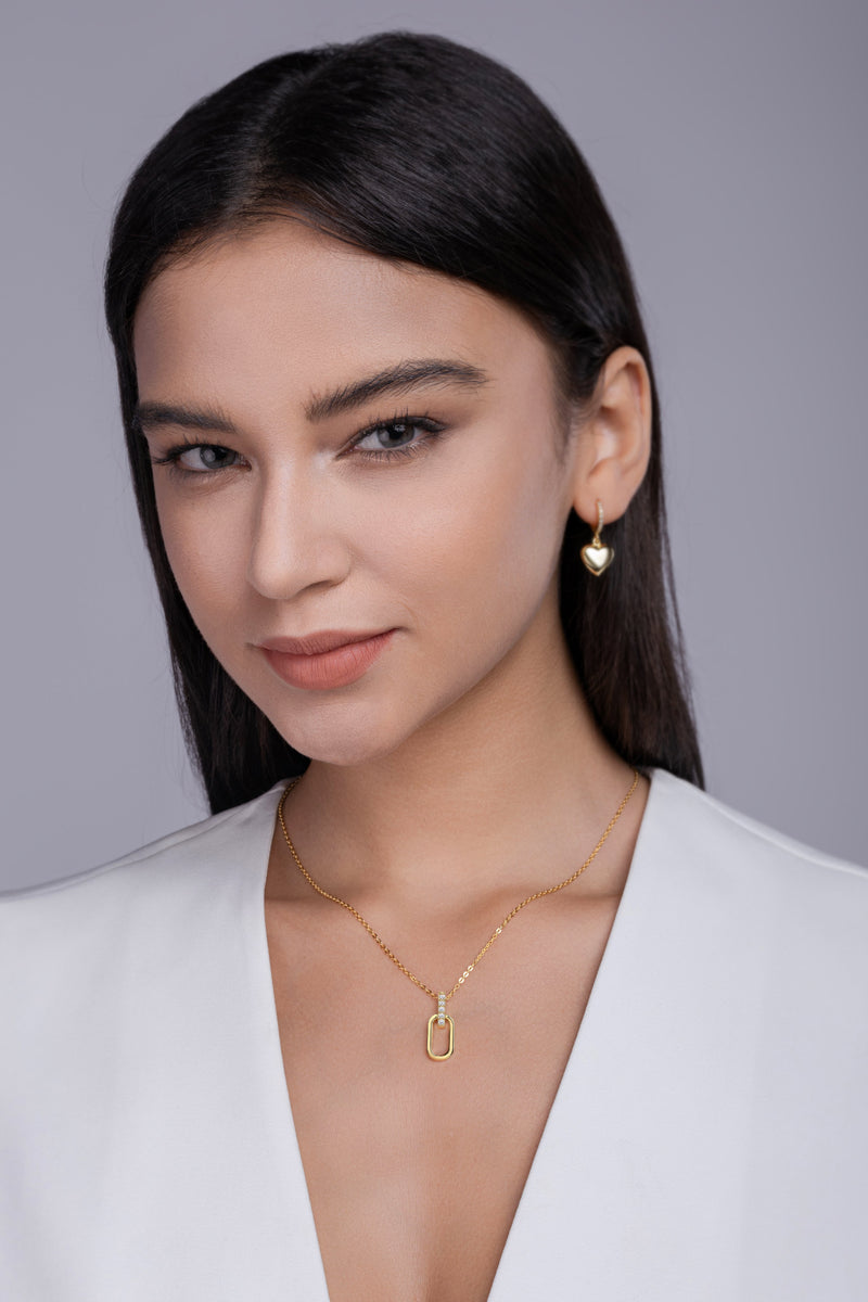 Light And Shadow Geometry - A Fashionable And Trendy Diamond Jewelry Necklace Pendant Set With Moissanite S925 Sterling Silver And Gold Plating