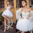 Robe de soirée courte à manches bouffantes