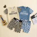 Children's Letter Printed T-shirt Plaid