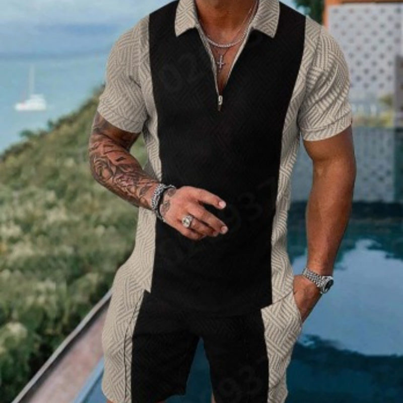 Zweiteiliger Anzug mit Streifenmuster und Revers