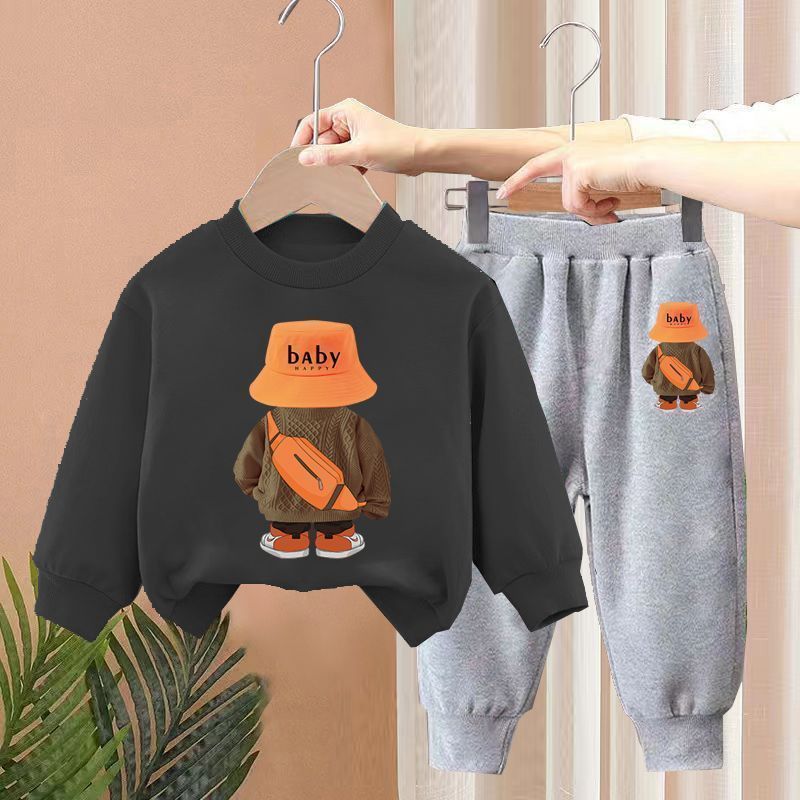 Boys Spring New Children's Autumn Leisure Sports Sweater Medium And Small Two-piece Suit Fashion