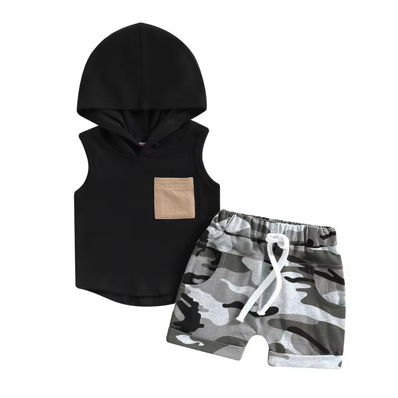 Boys' Hooded Vest T-shirt Suit