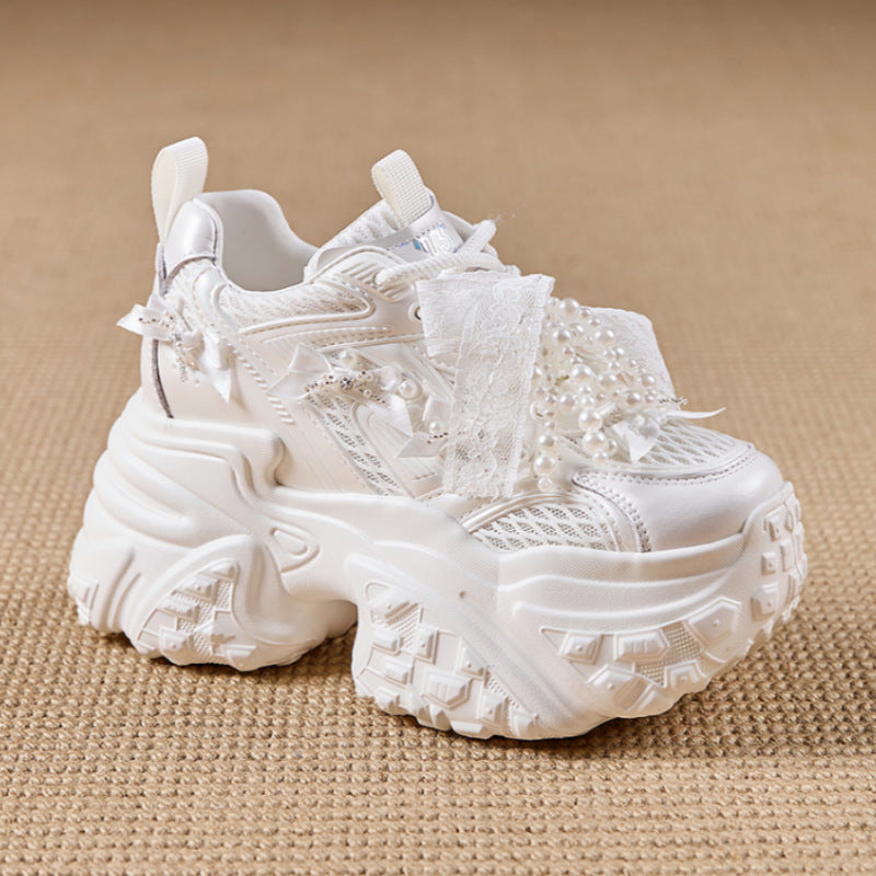 Mesh Surface Breathable Casual Versatile Thick Bottom Height Increasing Shoes