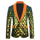 Men's Velvet Colorful Turning Piece Scale Sequined Costume